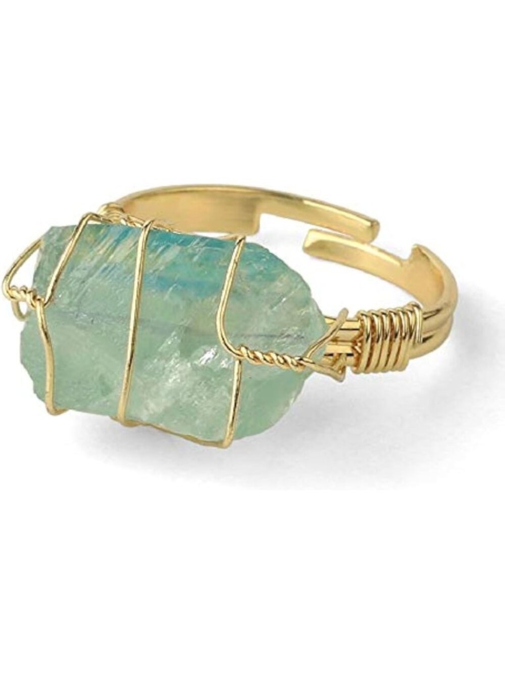 Colorful Raw Healing Crystal Ring | Adjustable Copper Wire Wrapped Gemstone